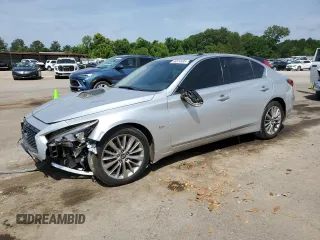 2018 Infiniti Q50 Luxe with VIN JN1EV7AR4JM430205, listed as a Copart auction lot 56614635 with 76,662 mi miles and Salvage title. Bid and sale history available at DreamBid. Image 1.