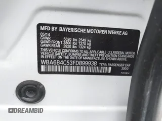 2015 BMW 6 Series 650i xDrive with VIN WBA6B4C53FD899938, listed as a IAAI auction lot 41761114 with 93,015 mi miles and . Bid and sale history available at carsss.com. Image 9.
