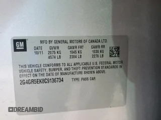2012 Buick Regal with VIN 2G4GR5EK8C9136734, listed as a Copart auction lot 50004935 with 175,978 mi miles and Clean Title. Bid and sale history available at carsss.com. Image 12.