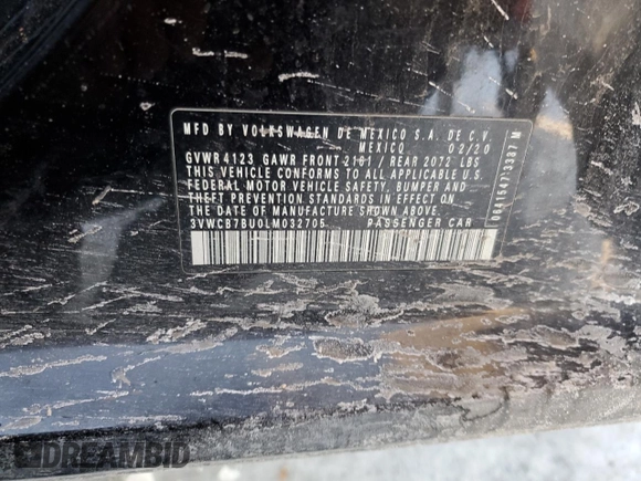 2020 Volkswagen Jetta S z VIN 3VWCB7BU0LM032705, wystawiony jako Copart lot #45926635 z przebiegiem 145 095 mil mil oraz Szkoda całkowita • Salvage title. Historia ofert i sprzedaży dostępna na DreamBid. Obrazek 14.