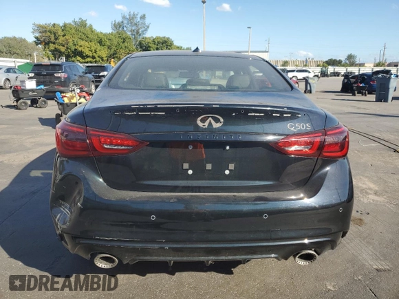 2024 Infiniti Q50 Red Sport 400 with VIN JN1FV7DPXRM660325, listed as a Copart auction lot 83021934 with 142 mi miles and Non Repairable. Bid and sale history available at DreamBid. Image 6.