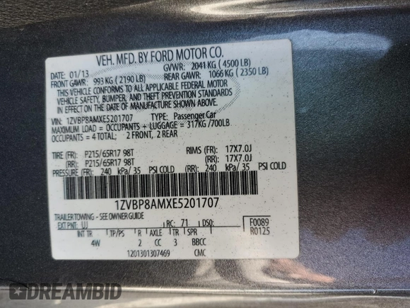 2014 Ford Mustang V6 with VIN 1ZVBP8AMXE5201707, listed as a Copart auction lot 49221165 with 164,123 mi miles and Salvage Title. Bid and sale history available at carsss.com. Image 15.