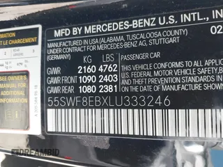 2020 Mercedes-Benz C 300 with VIN 55SWF8EBXLU333246, listed as a IAAI auction lot 41694582 with 28,685 mi miles and . Bid and sale history available at DreamBid. Image 9.
