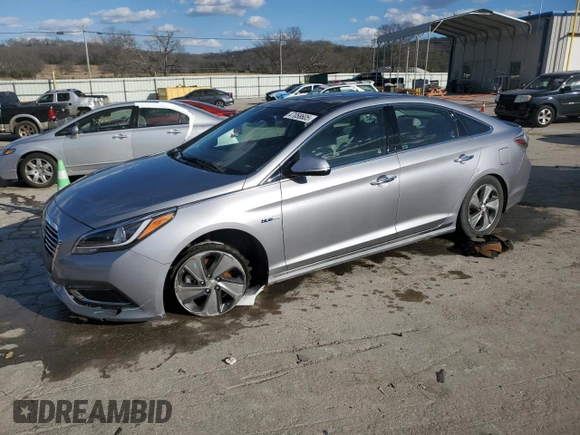 2016 Hyundai Sonata Hybrid Limited with VIN KMHE34L15GA027672, listed as a Copart auction lot 47058605 with 92,455 mi miles and Salvage Title. Bid and sale history available at carsss.com. Image 1.