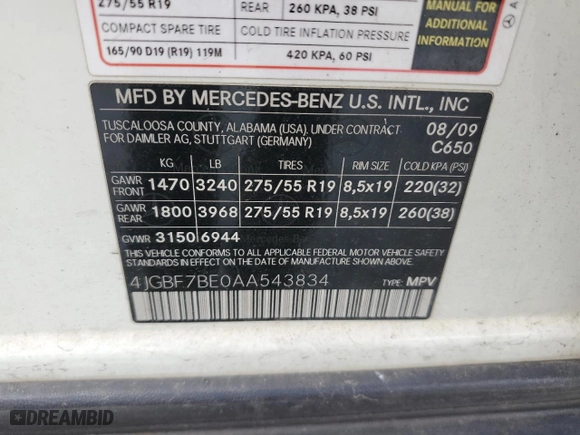2010 Mercedes-Benz GL-Class GL 450 with VIN 4JGBF7BE0AA543834, listed as a Copart auction lot 51499045 with 157,976 mi miles and Clean Title. Bid and sale history available at carsss.com. Image 13.