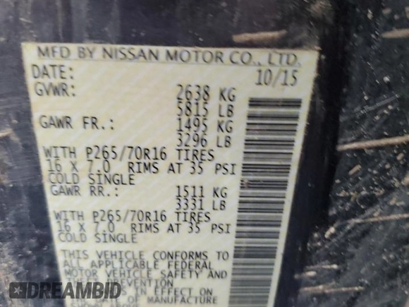 2016 Nissan Frontier S с VIN 1N6AD0EVXGN713219, выставлен на аукционе Copart как лот 54546205 с пробегом 188 556 миль миль и Списание • Salvage title. История ставок и продаж доступна на DreamBid. Изображение 12.