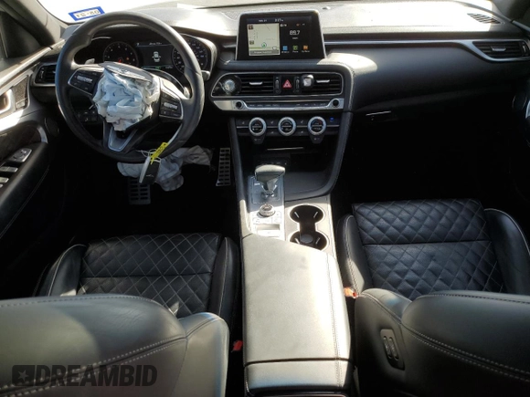 2019 Genesis G70 Advanced with VIN KMTG44LA1KU044908, listed as a Copart auction lot 76779574 with 51,678 mi miles and Salvage title. Bid and sale history available at DreamBid. Image 8.