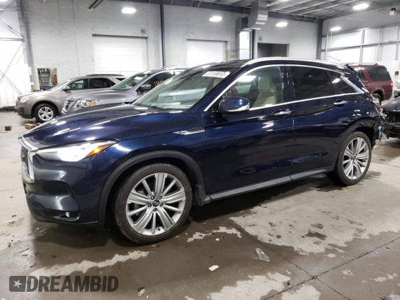 2021 Infiniti QX50 SENSORY with VIN 3PCAJ5CB4MF100086, listed as a Copart auction lot 37110813 with 11,250 mi miles. Bid and sale history available at carsss.com. Image 1.
