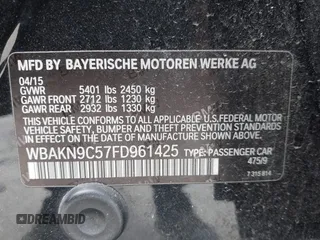 2015 BMW 5 Series 550i z VIN WBAKN9C57FD961425, wystawiony jako IAAI lot #41319817 z przebiegiem 100 233 mil mil oraz . Historia ofert i sprzedaży dostępna na DreamBid. Obrazek 9.