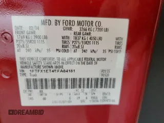 2014 Ford F-150 XL z VIN 1FTFX1ET4EFA84181, wystawiony jako Copart lot #56609195 z przebiegiem 166 236 mil mil oraz Szkoda całkowita • Salvage title. Historia ofert i sprzedaży dostępna na DreamBid. Obrazek 12.