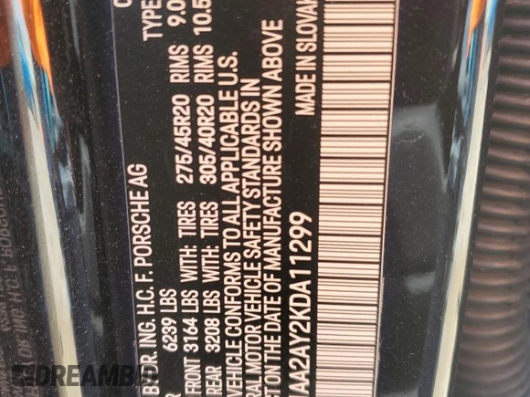 2019 Porsche Cayenne z VIN WP1AA2AY2KDA11299, wystawiony jako Copart lot #57169235 z przebiegiem Nie podano mil oraz Nie do naprawy • Non repairable. Historia ofert i sprzedaży dostępna na DreamBid. Obrazek 13.