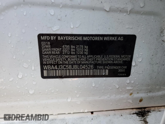 2018 BMW 4 Series 430i xDrive with VIN WBA4J3C58JBL04526, listed as a Copart auction lot 76980094 with 42,147 mi miles and Salvage Title. Bid and sale history available at DreamBid. Image 12.