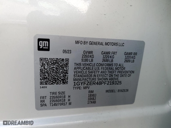 2023 Cadillac XT4 FWD Sport with VIN 1GYFZER48PF219325, listed as a Copart auction lot 45513335 with 6,561 mi miles and Salvage Title. Bid and sale history available at carsss.com. Image 15.
