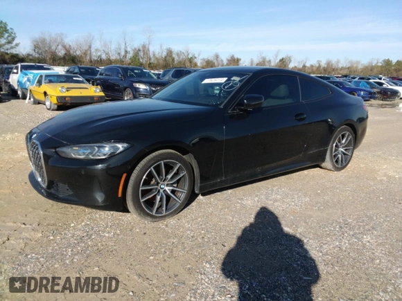 2021 BMW 4 Series 430i with VIN WBA53AP05MCF45415, listed as a Copart auction lot 77626274 with 113,090 mi miles and Clean Title. Bid and sale history available at DreamBid. Image 1.