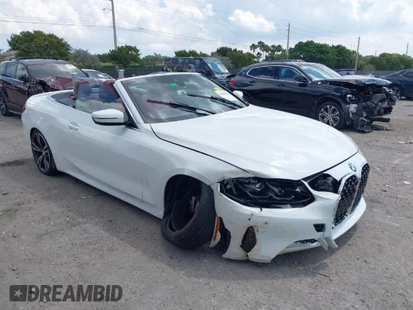2024 BMW 4 Series 430i z VIN WBA23AT05RCP25894, wystawiony jako IAAI lot #41895019 z przebiegiem 7362 mil mil oraz . Historia ofert i sprzedaży dostępna na DreamBid. Obrazek 1.