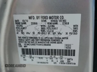 2010 Ford Escape Limited with VIN 1FMCU0E77AKC58458, listed as a Copart auction lot 64207645 with 160,650 mi miles and Salvage title. Bid and sale history available at DreamBid. Image 13.