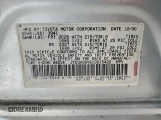 2001 Toyota RAV4 z VIN JTEGH20V610015422, wystawiony jako Copart lot #57053185 z przebiegiem 197 829 mil mil oraz Szkoda całkowita • Salvage title. Historia ofert i sprzedaży dostępna na DreamBid. Obrazek 13.