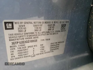 2016 GMC Sierra 1500 with VIN 3GTP1LEC3GG168608, listed as a Copart auction lot 47271005 with 114,323 mi miles and Salvage Title. Bid and sale history available at DreamBid. Image 12.