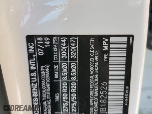 2018 Mercedes-Benz GLS 450 with VIN 4JGDF6EE1JB182526, listed as a Copart auction lot 49480684 with 68,502 mi miles and Non Repairable. Bid and sale history available at DreamBid. Image 12.