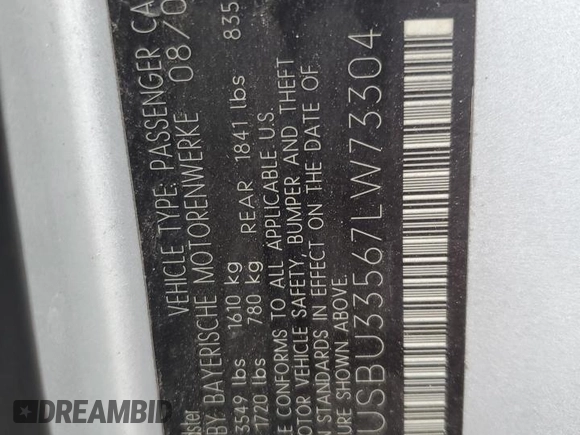 2007 BMW Z4 3.0i with VIN 4USBU33567LW73304, listed as a Copart auction lot 52391705 with 192,945 mi miles and Salvage title. Bid and sale history available at DreamBid. Image 13.