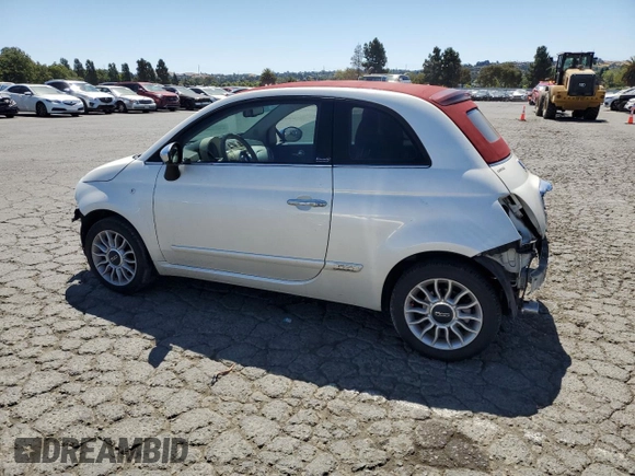 2013 FIAT 500 Lounge with VIN 3C3CFFER9DT744019, listed as a Copart auction lot 63481055 with 49,869 mi miles and Salvage title. Bid and sale history available at DreamBid. Image 2.