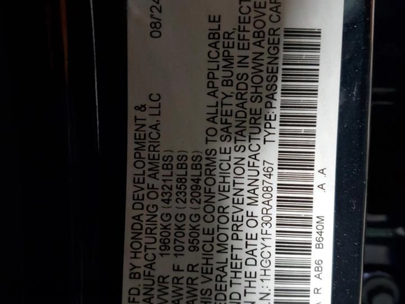 2024 Honda Accord EX with VIN 1HGCY1F30RA087467, listed as a Copart auction lot 51635355 with 3,101 mi miles and Salvage title. Bid and sale history available at DreamBid. Image 13.