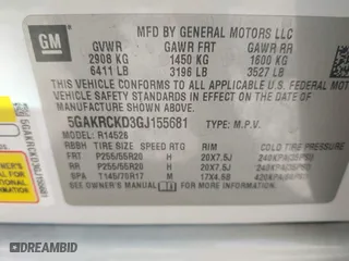 2016 Buick Enclave Premium with VIN 5GAKRCKD3GJ155681, listed as a IAAI auction lot 41816824 with 112,585 mi miles. Bid and sale history available at carsss.com. Image 9.