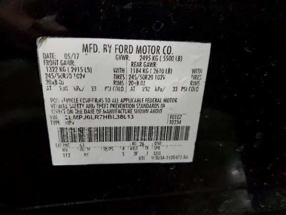 2017 Lincoln MKX Reserve with VIN 2LMPJ6LR7HBL38613, listed as a Copart auction lot 52911445 with 87,704 mi miles and Salvage Title. Bid and sale history available at carsss.com. Image 13.