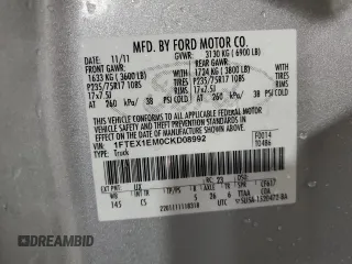 2012 Ford F-150 XL with VIN 1FTEX1EM0CKD08992, listed as a Copart auction lot 82413114 with 79,843 mi miles and Salvage Title. Bid and sale history available at carsss.com. Image 13.