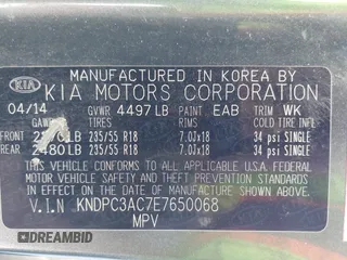 2014 Kia Sportage EX with VIN KNDPC3AC7E7650068, listed as a IAAI auction lot 42515890 with 185,882 mi miles and . Bid and sale history available at DreamBid. Image 9.