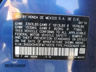 2015 Honda Fit LX with VIN 3HGGK5H53FM718378, listed as a Copart auction lot 52035245 with 104,786 mi miles and Salvage Title. Bid and sale history available at carsss.com. Image 12.