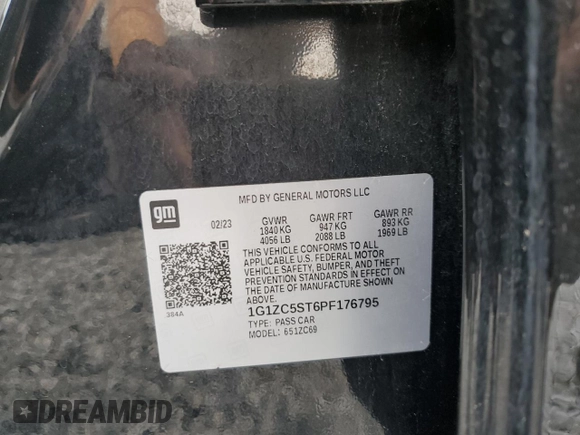 2023 Chevrolet Malibu LS with VIN 1G1ZC5ST6PF176795, listed as a Copart auction lot 48563435 with Not Provided miles and Salvage Title. Bid and sale history available at DreamBid. Image 13.