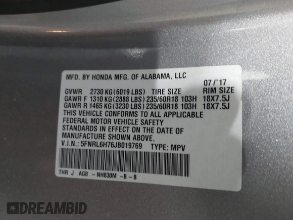 2018 Honda Odyssey EX-L с VIN 5FNRL6H76JB019769, выставлен на аукционе IAAI как лот 42213596 с пробегом 91 725 миль миль и . История ставок и продаж доступна на DreamBid. Изображение 9.