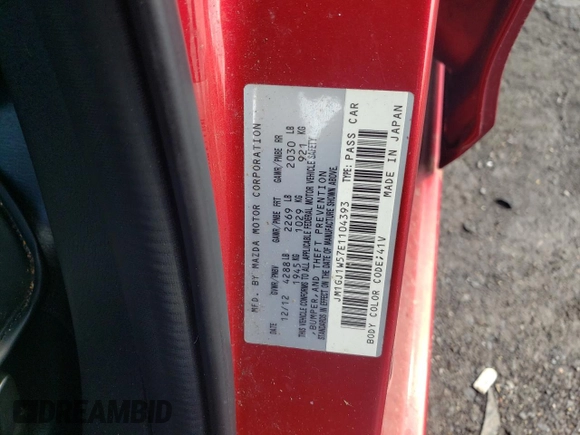 2014 Mazda 6 i Grand Touring with VIN JM1GJ1W57E1104393, listed as a Copart auction lot 55399775 with 187,868 mi miles and Clean Title. Bid and sale history available at DreamBid. Image 12.