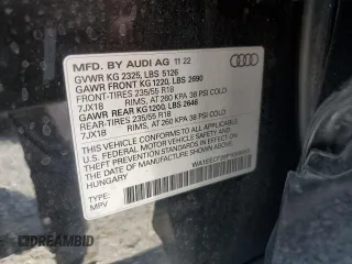2023 Audi Q3 S line Premium Plus with VIN WA1EECF39P1068693, listed as a Copart auction lot 58210425 with 29,088 mi miles and Salvage title. Bid and sale history available at DreamBid. Image 13.