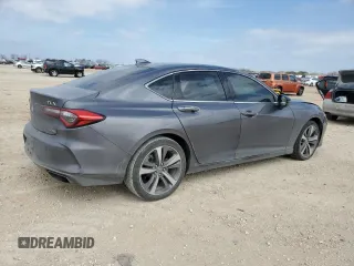 2021 Acura TLX w/Advance Package with VIN 19UUB5F6XMA009617, listed as a Copart auction lot 45727685 with 38,364 mi miles and Salvage Title. Bid and sale history available at carsss.com. Image 3.
