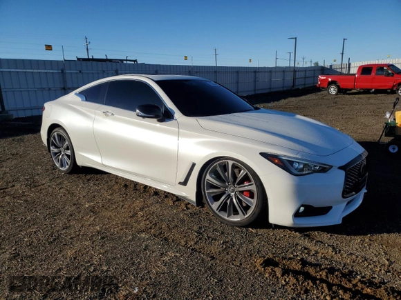 2021 Infiniti Q60 Red Sport 400 with VIN JN1FV7LK3MM530255, listed as a Copart auction lot 82806824 with 27,540 mi miles and Salvage title. Bid and sale history available at DreamBid. Image 4.