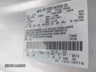 2009 Ford Ranger XL with VIN 1FTYR14D49PA19408, listed as a IAAI auction lot 41665999 with 34,366 mi miles and . Bid and sale history available at DreamBid. Image 9.