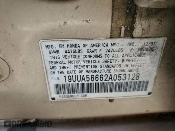 2002 Acura TL with VIN 19UUA56662A053128, listed as a Copart auction lot 50533385 with 233,616 mi miles and Salvage Title. Bid and sale history available at carsss.com. Image 13.
