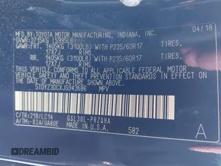 2018 Toyota Sienna XLE Auto Access Seat с VIN 5TDYZ3DCXJS943686, выставлен на аукционе IAAI как лот 42235842 с пробегом 114 833 миль миль и . История ставок и продаж доступна на DreamBid. Изображение 9.