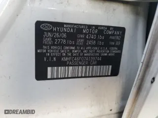 2007 Hyundai Azera SE with VIN KMHFC46F07A139744, listed as a Copart auction lot 74995734 with 114,646 mi miles and Clean Title. Bid and sale history available at carsss.com. Image 12.