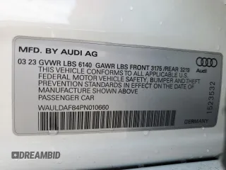 2023 Audi A8 with VIN WAULDAF84PN010660, listed as a Copart auction lot 48271394 with 3,003 mi miles. Bid and sale history available at carsss.com. Image 13.