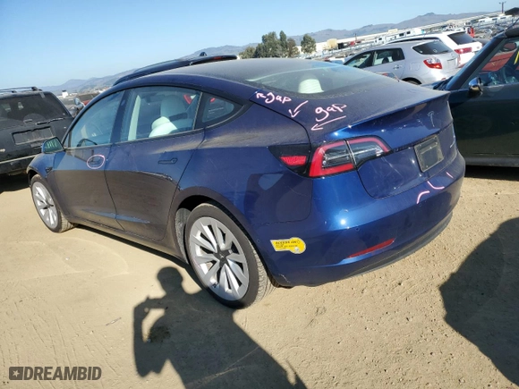 2022 Tesla Model 3 Long Range with VIN 5YJ3E1EB0NF361204, listed as a Copart auction lot 87693415 with 32,042 mi miles and Salvage Title. Bid and sale history available at carsss.com. Image 2.