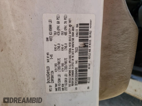 2005 Dodge 2500 SLT z VIN 3D7KS28C65G848499, wystawiony jako Copart lot #44324185 z przebiegiem 246 790 mil mil oraz Czysty tytuł • Clean title. Historia ofert i sprzedaży dostępna na DreamBid. Obrazek 12.