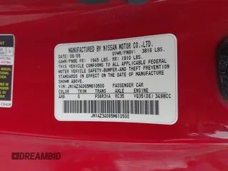 2005 Nissan 350Z Enthusiast with VIN JN1AZ34D65M610500, listed as a IAAI auction lot 42101654 with 190,896 mi miles. Bid and sale history available at carsss.com. Image 9.