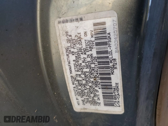 1999 Toyota Sienna LE with VIN 4T3ZF13C4XU137126, listed as a Copart auction lot 75205074 with 0 mi miles and Salvage Title. Bid and sale history available at carsss.com. Image 14.