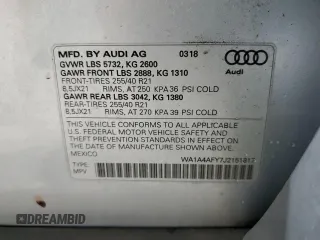 2018 Audi SQ5 Premium Plus with VIN WA1A4AFY7J2151817, listed as a Copart auction lot 80998964 with 51,759 mi miles and Salvage Title. Bid and sale history available at DreamBid. Image 14.