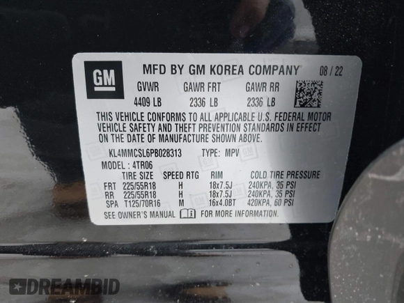 2023 Buick Encore GX Preferred with VIN KL4MMCSL6PB028313, listed as a IAAI auction lot 41667617 with 17,861 mi miles and . Bid and sale history available at DreamBid. Image 9.