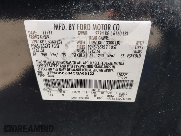 2012 Ford Explorer z VIN 1FMHK8B84CGA66122, wystawiony jako IAAI lot #42202696 z przebiegiem 189 344 mil mil oraz . Historia ofert i sprzedaży dostępna na DreamBid. Obrazek 9.