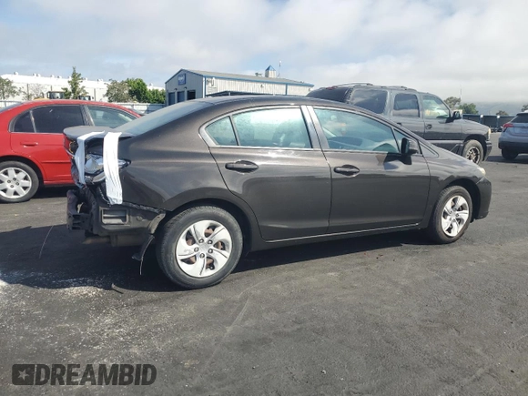 2013 Honda Civic LX with VIN 19XFB2F52DE214133, listed as a Copart auction lot 53840825 with 133,959 mi miles and Salvage Title. Bid and sale history available at DreamBid. Image 3.